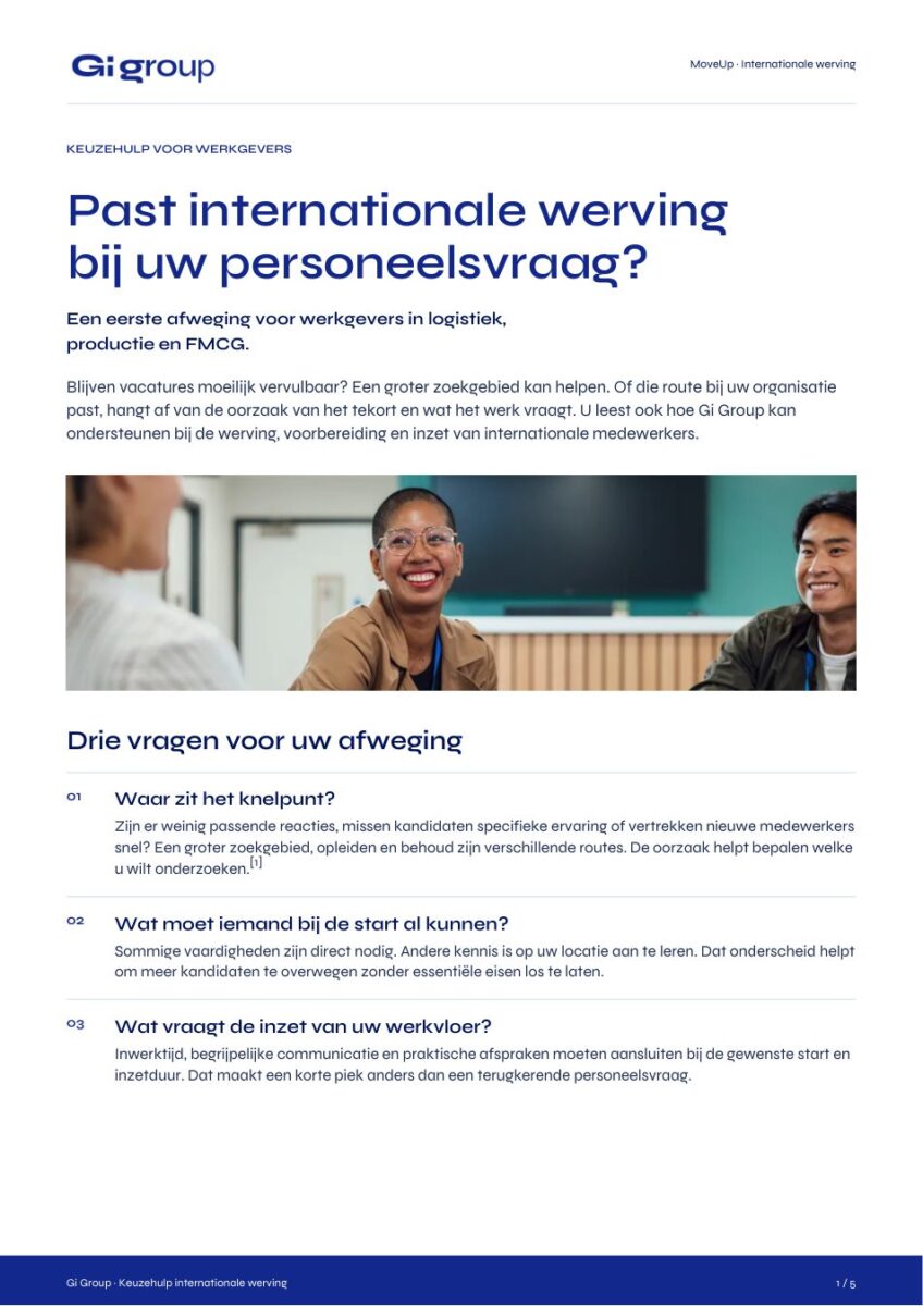 Voorkant van de keuzehulp internationale werving van Gi Group